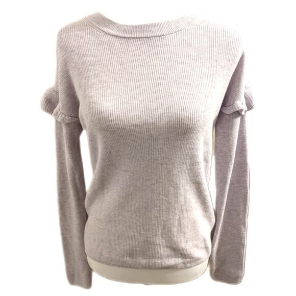 J. Crew NWT 100% cotton, lavender, long sleeve sweater, ruffle sleeve S - Picture 1 of 10